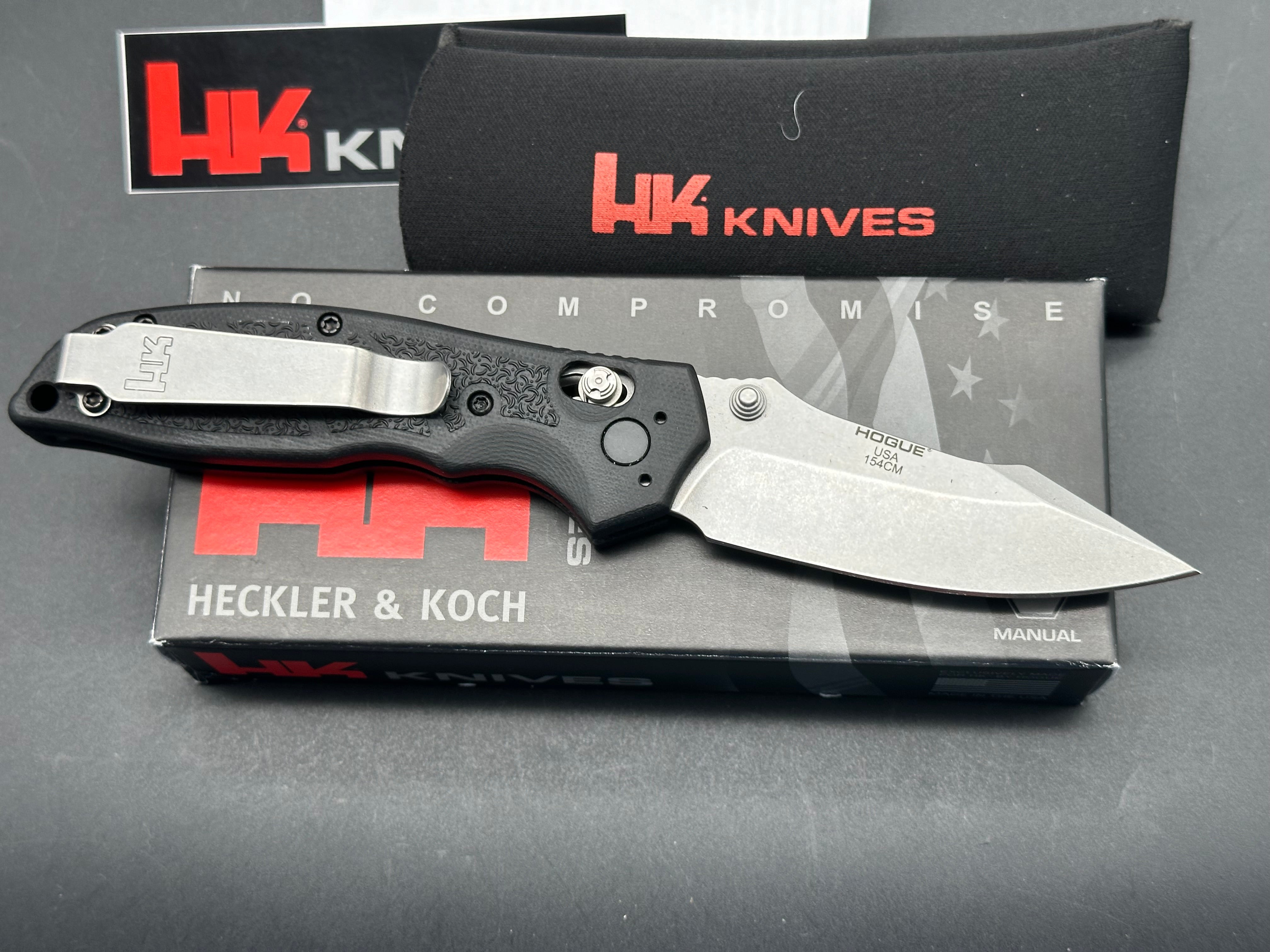 HK Exemplar Pivot Lock Folding Knife - Black G10 Handle, 3.25