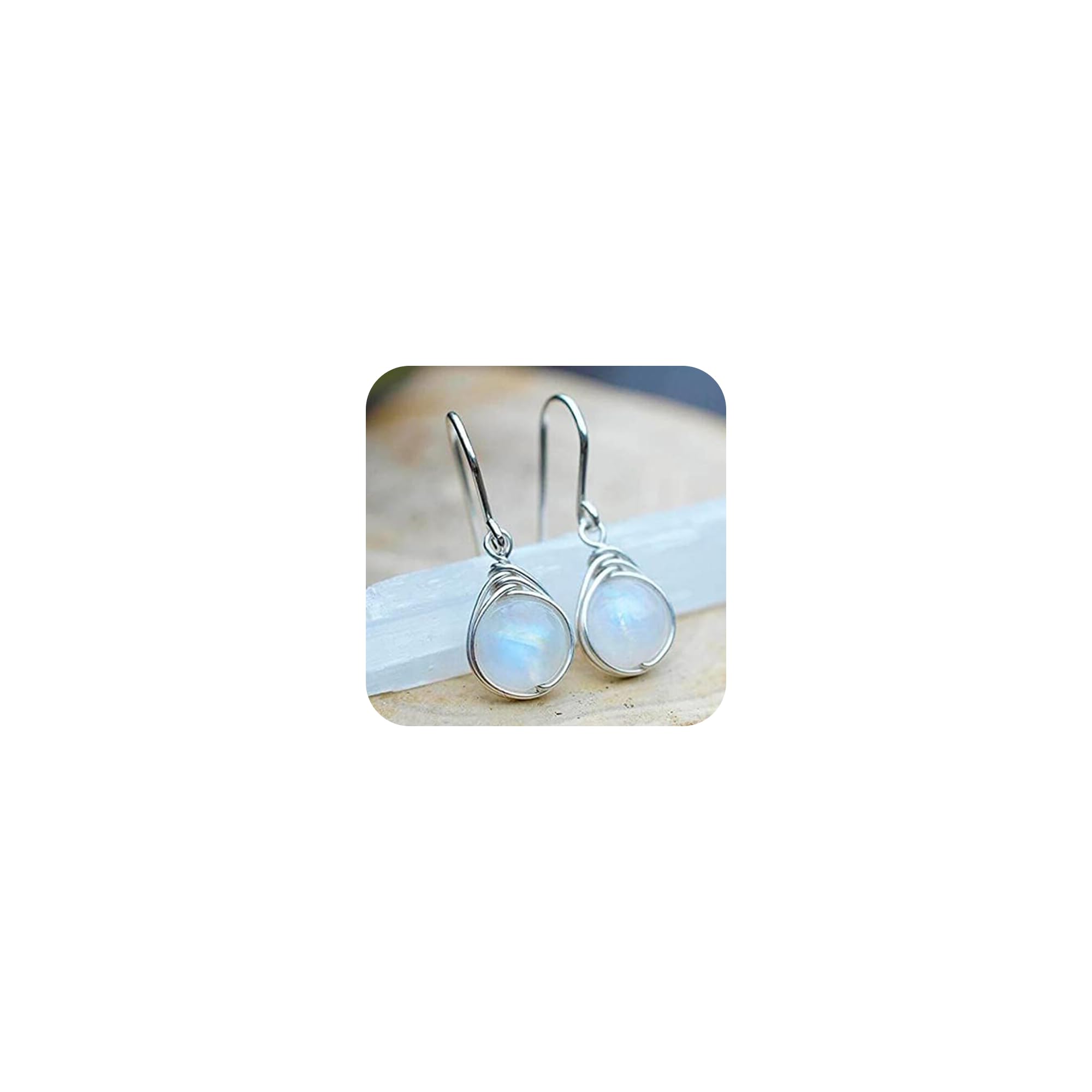 Natural Moonstone 925 Sterling Silver Drop Dangle Earrings for Women - Elegant Hoop Earrings with Lapis, Turquoise & Rose Quartz | Perfect for Weddings, Parties & Everyday Wear