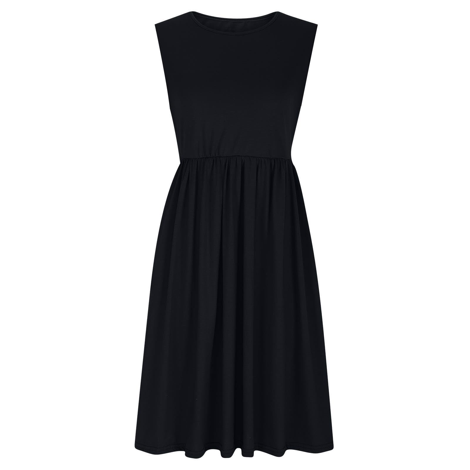 2025 Women's Boho Floral Sleeveless Midi Dress - Spring Summer Casual Tie Waist Pleated Flowy Dress with Pockets | Perfect for Beach Vacations, Date Nights & Outdoor Parties