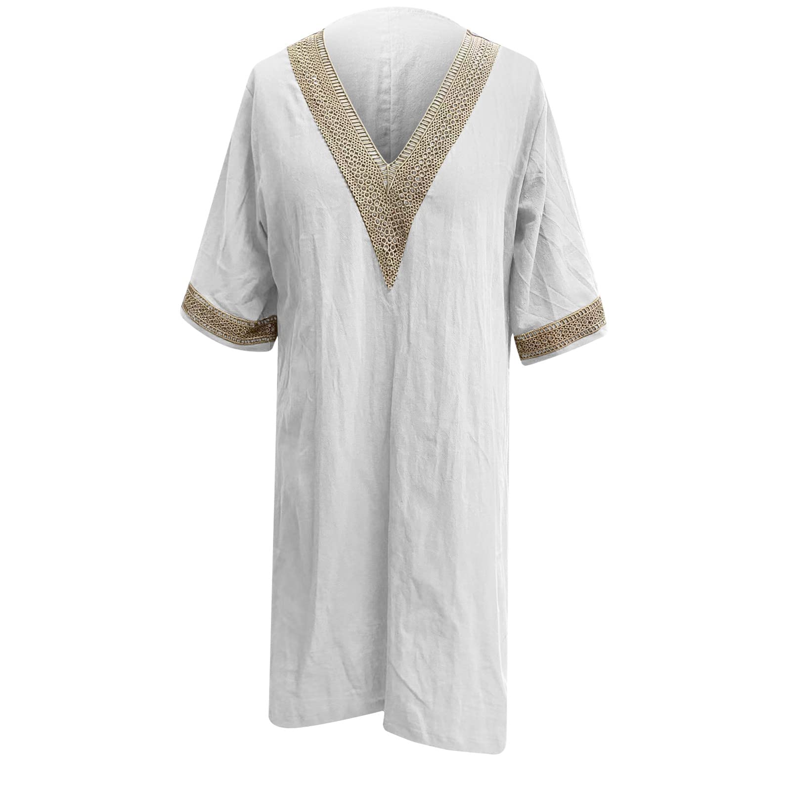 AMhomely Women's Summer Cotton Linen Midi Dress - Sleeveless V-Neck Beach Dress, Casual Straight Cut One Size - Perfect for Beach Vacations, Summer Outings & Casual Wear