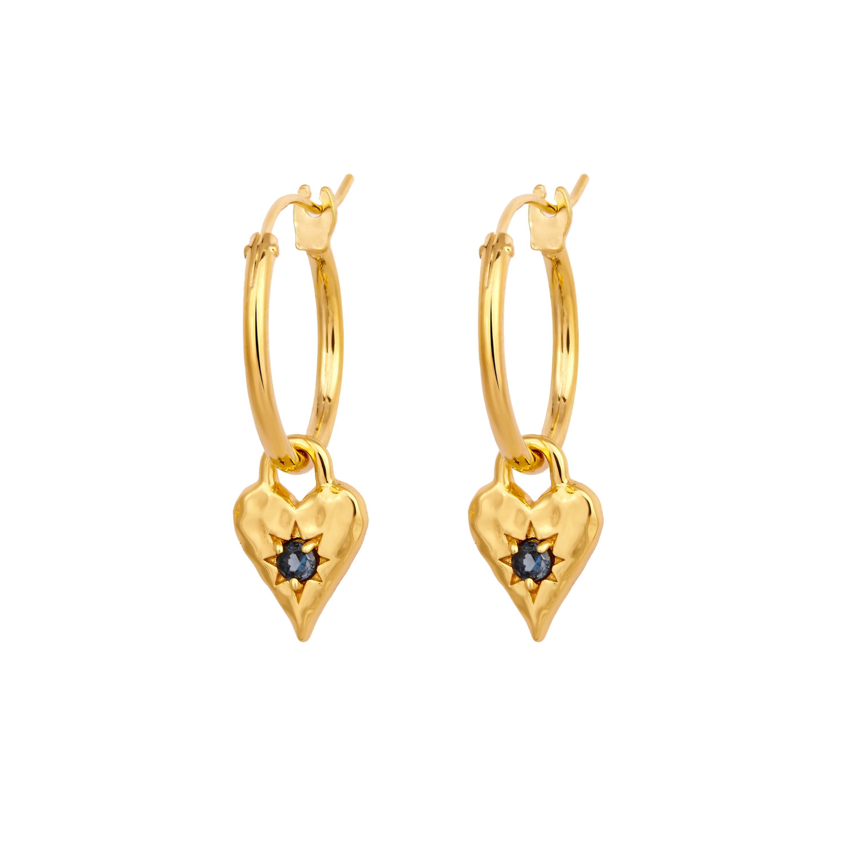 Love Heart London Blue Hoops Gold Earrings - Elegant Dainty Jewelry for Women, Perfect for Valentine's Day Gifts, Anniversary, or Everyday Wear