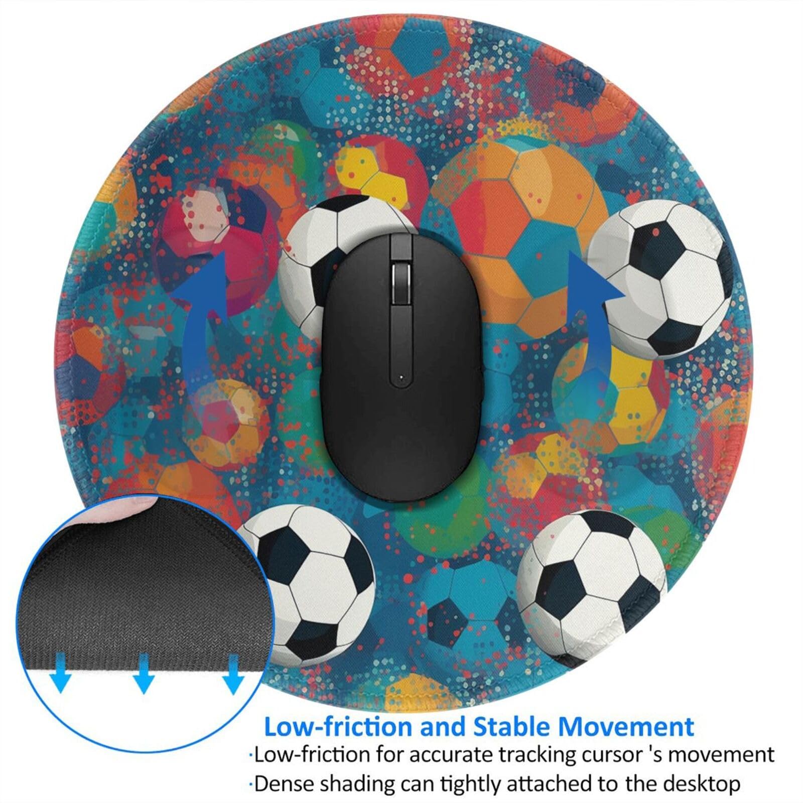Vibrant Football Print Mouse Pad Set - 2 Pack Non-Slip Rubber Gaming Mouse Mat for Computer, Laptop, Desk | Perfect for Office Work, Gaming & Home Use