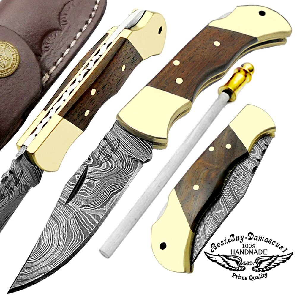 Premium Damascus Steel Folding Pocket Knife - 5.5