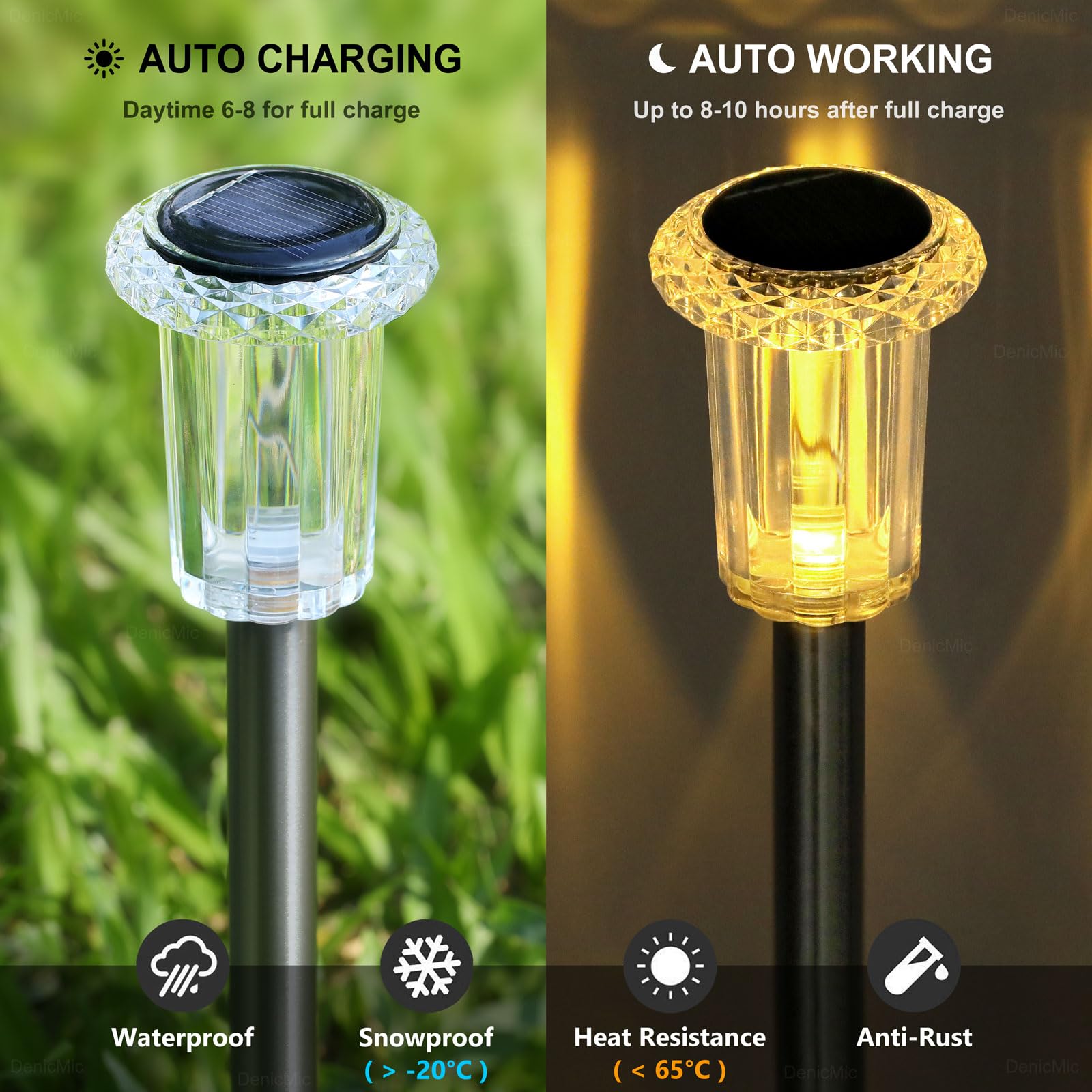 10 Pack Solar Pathway Lights Outdoor Waterproof - Stainless Steel LED Solar Lights for Driveway, Yard, Garden, Walkway, Sidewalk, Lawn (Warm White) - Perfect for Landscape Lighting, Patio Decor & Backyard Illumination