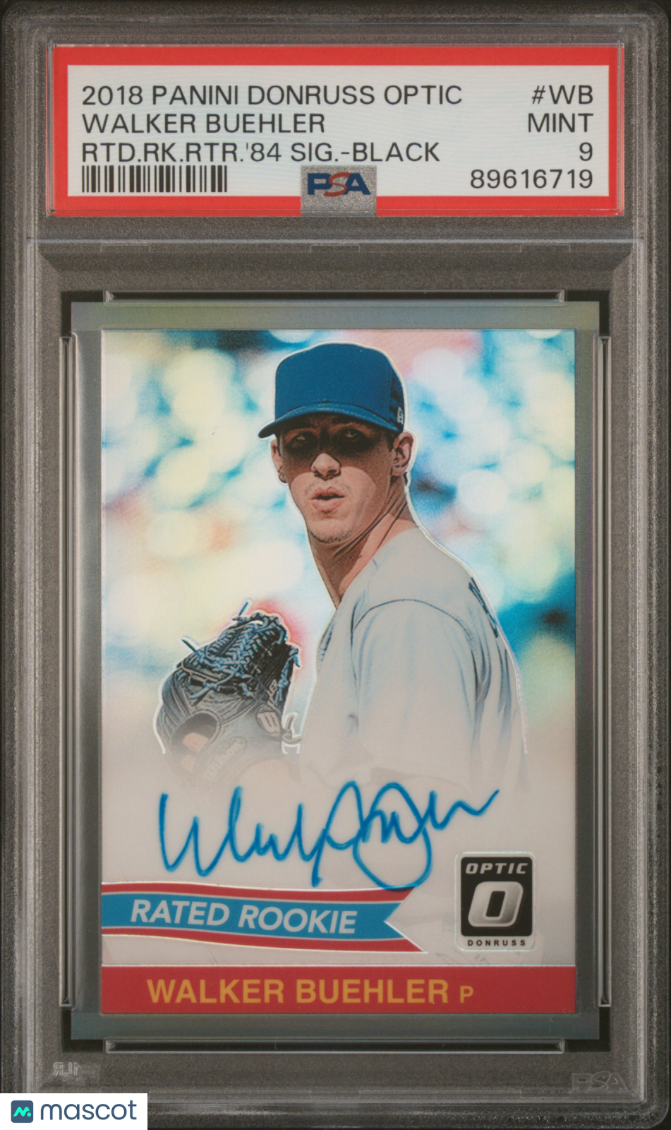 2018 Donruss Optic Retro 1984 Walker Buehler Black Autograph Card /25 #WB PSA 9 - Rare Baseball Memorabilia for Collectors & Sports Fans