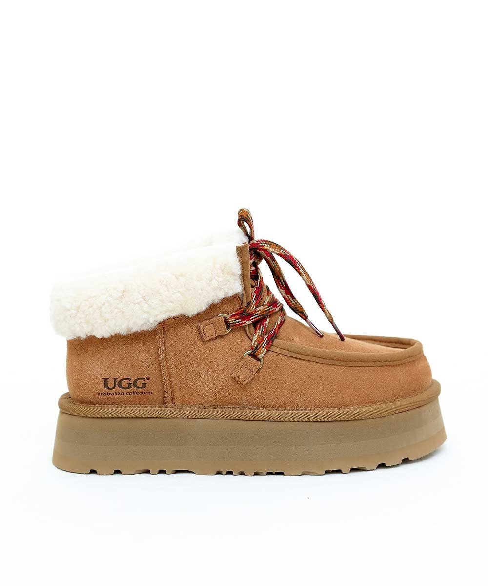 Women's UGG Eskimo Boots - Genuine Sheepskin Winter Snow Boots for Women - Warm & Cozy Fur Lined Booties for Cold Weather - Perfect for Snow Days, Winter Hiking & Outdoor Adventures