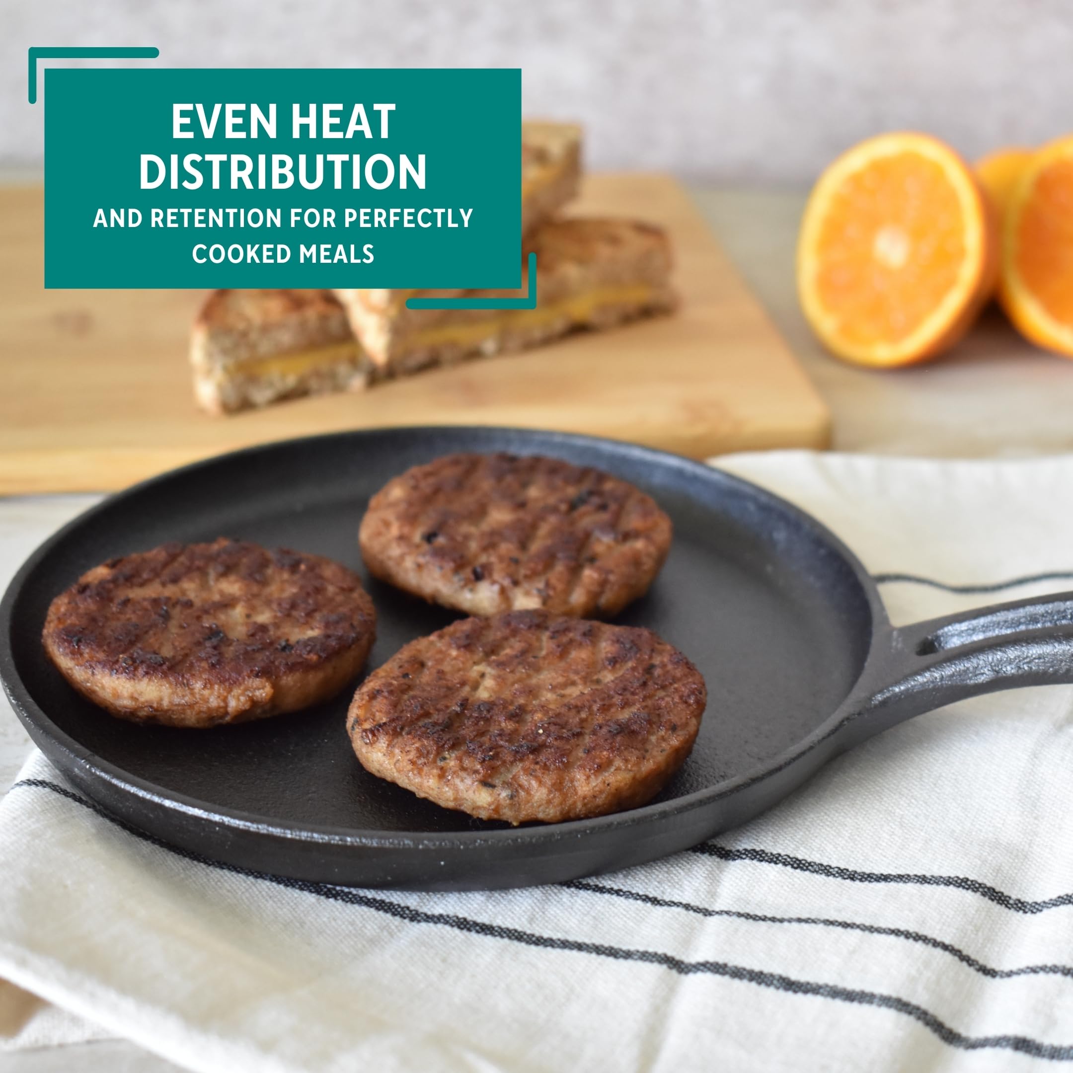 6 Inch Cast Iron Preseasoned Mini Griddle - Perfect for Stovetop, Camping & Small Kitchen Cooking