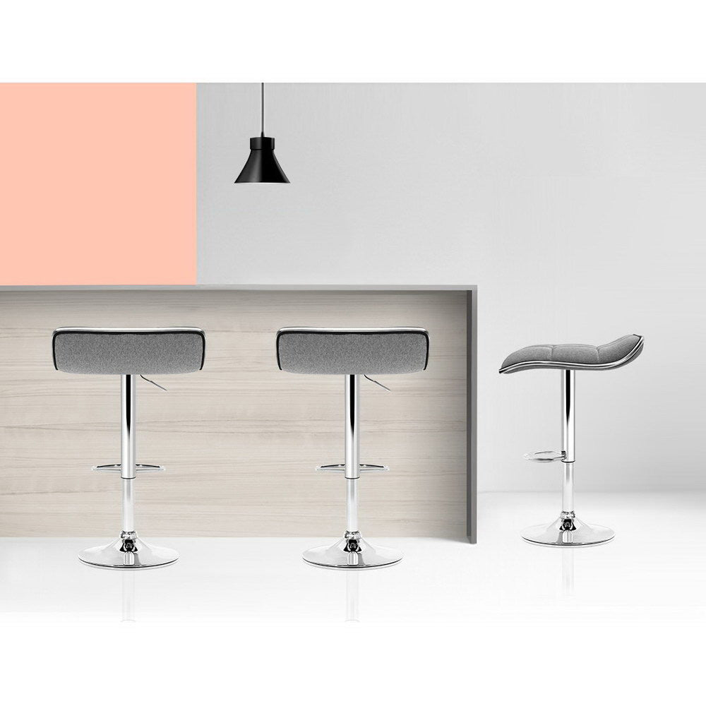 2-Pack Adjustable Height Bar Stools with Linen Upholstery and Gas Lift Mechanism - Perfect for Kitchen Islands, Breakfast Nooks & Home Bars