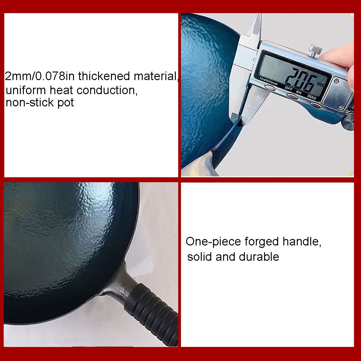 Premium Hand-Forged Cast Iron Wok - 13.38 Inch Chinese Iron Pot for Gas, Induction & Wood Stoves - Non-Stick, No Coating, Multipurpose Cooking - Perfect for Stir-Fry, Deep Frying & Camping Outdoor Cooking