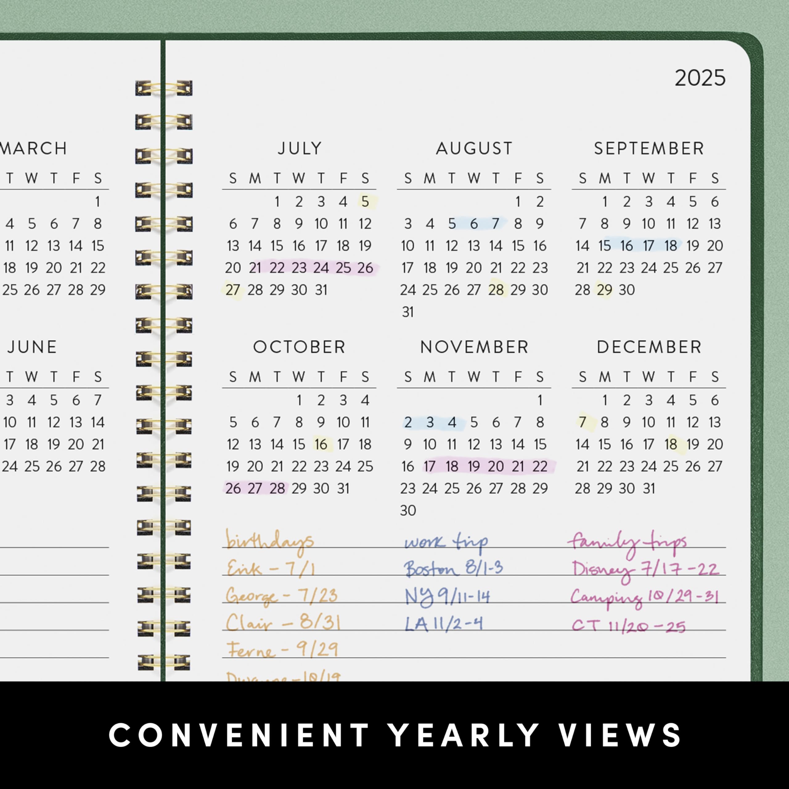 PAPERAGE 2 Year Spiral Bound Planner 2025-2026 (Blush) - 24 Month Calendar from January 2025 to December 2026 - 8.5