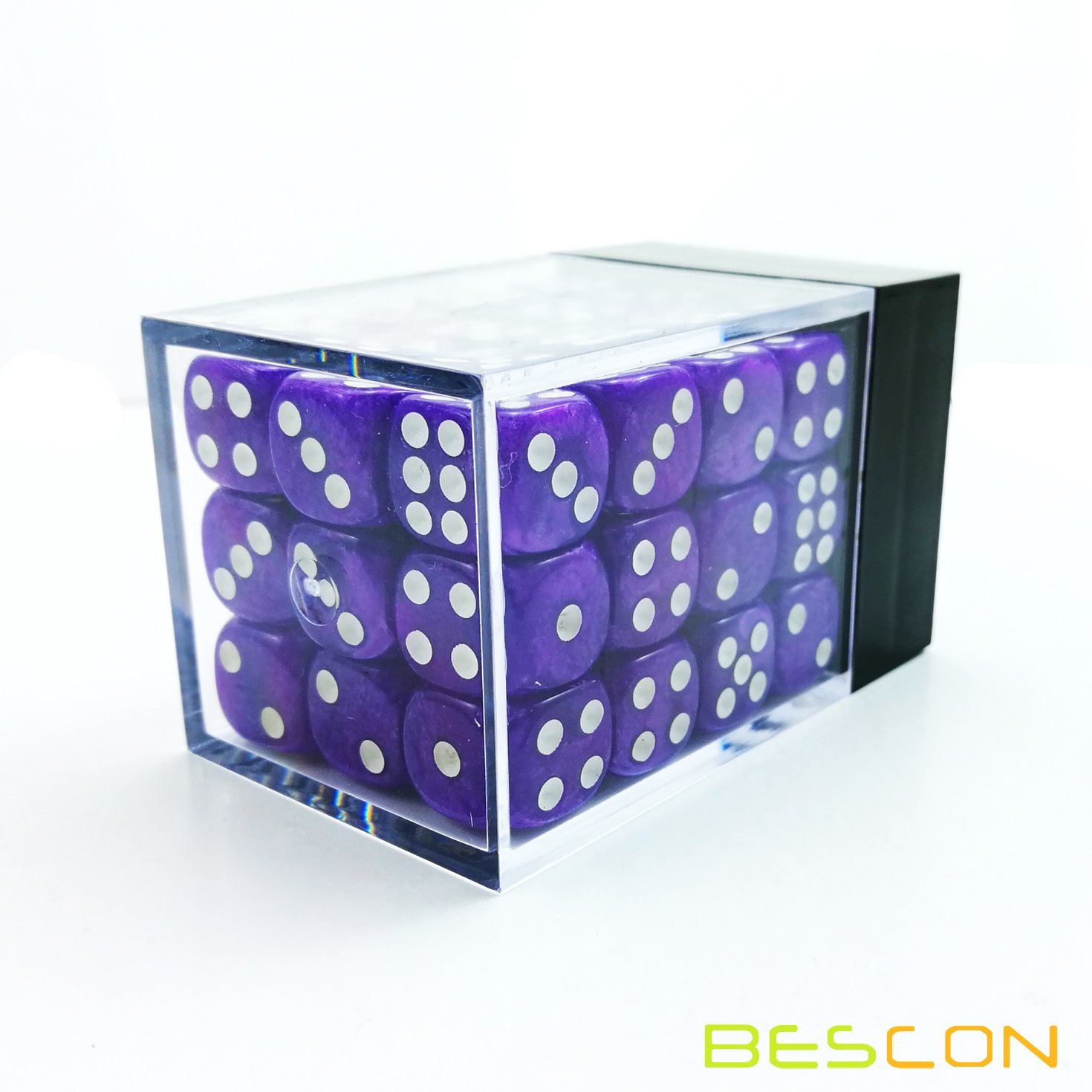 Bescon 12mm Six-Sided Dice Set - 36 Marble Purple D6 Dice in Brick Storage Box | Perfect for Board Games, RPGs, D&D, Math Education & Casino Night