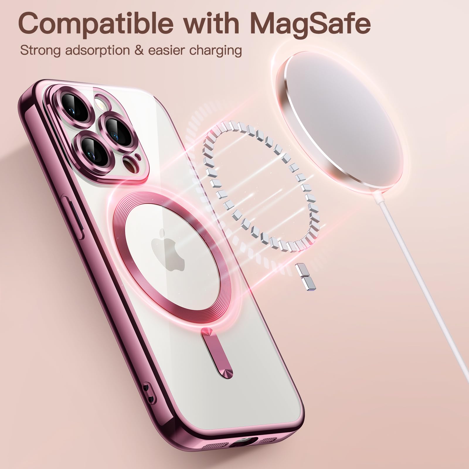 JETech Soft Clear Case for iPhone 15 Pro Max 6.7-Inch - Shockproof TPU Phone Cover with Full Camera Protection & MagSafe Wireless Charging Compatible (Red) - Perfect for Daily Use, Travel, and Work Protection