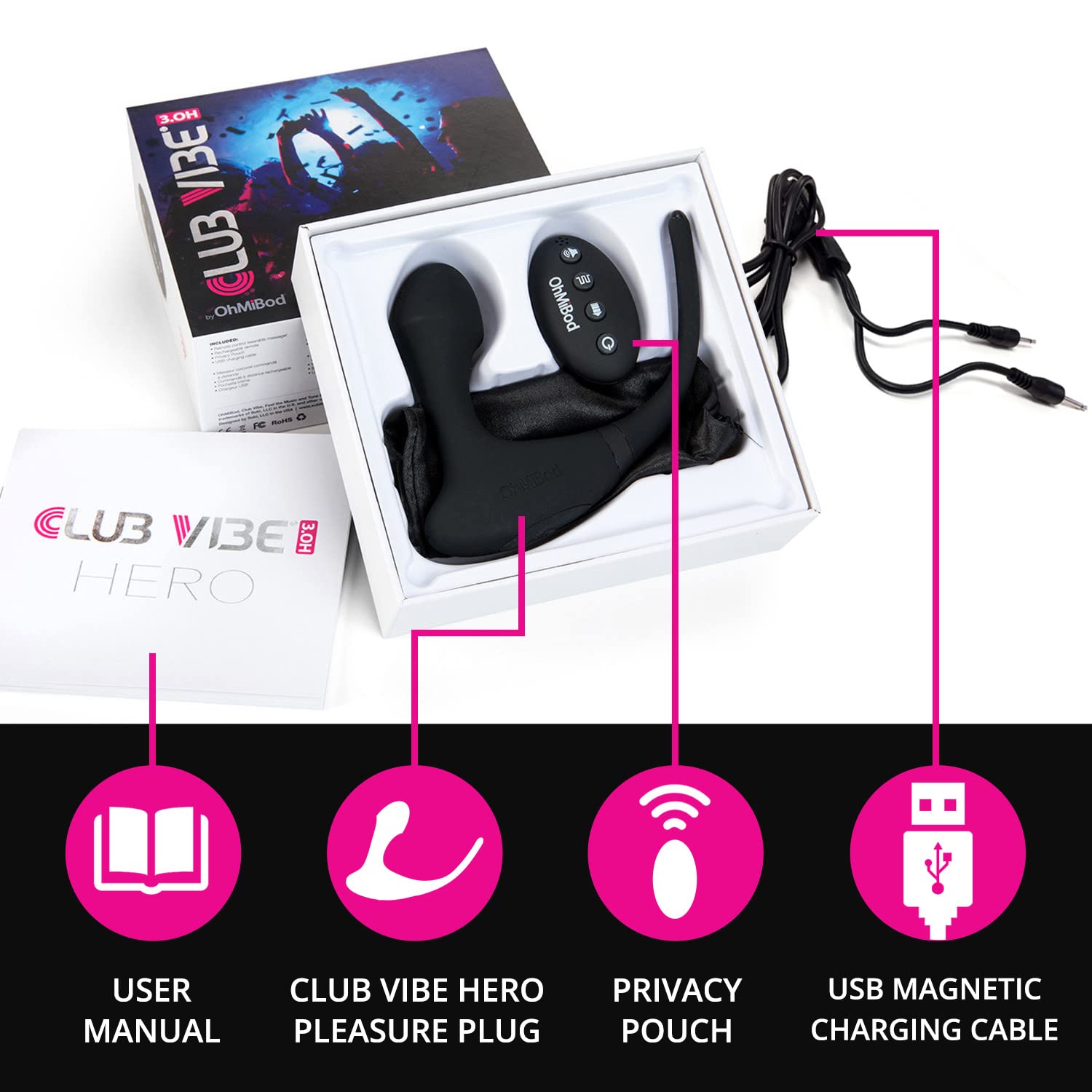OhMiBod Club Vibe 3.OH Hero Wearable Anal Vibrator with Wireless Remote Control - Rechargeable Vibrating Butt Plug for Women & Couples - 3 Powerful Vibration Modes - Perfect for Home Use, Nightclubs & Parties (Black) - Enhance Intimacy & Spice Up Your Love Life