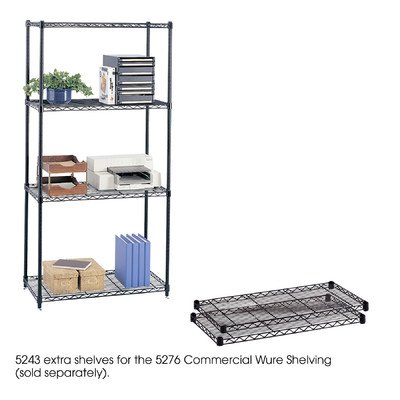 Safco Commercial Extra 2-Shelf Metal Storage Shelf, 36 Inch Black (5243BL) - Heavy Duty Organizer for Office, Garage, Warehouse & Retail Spaces
