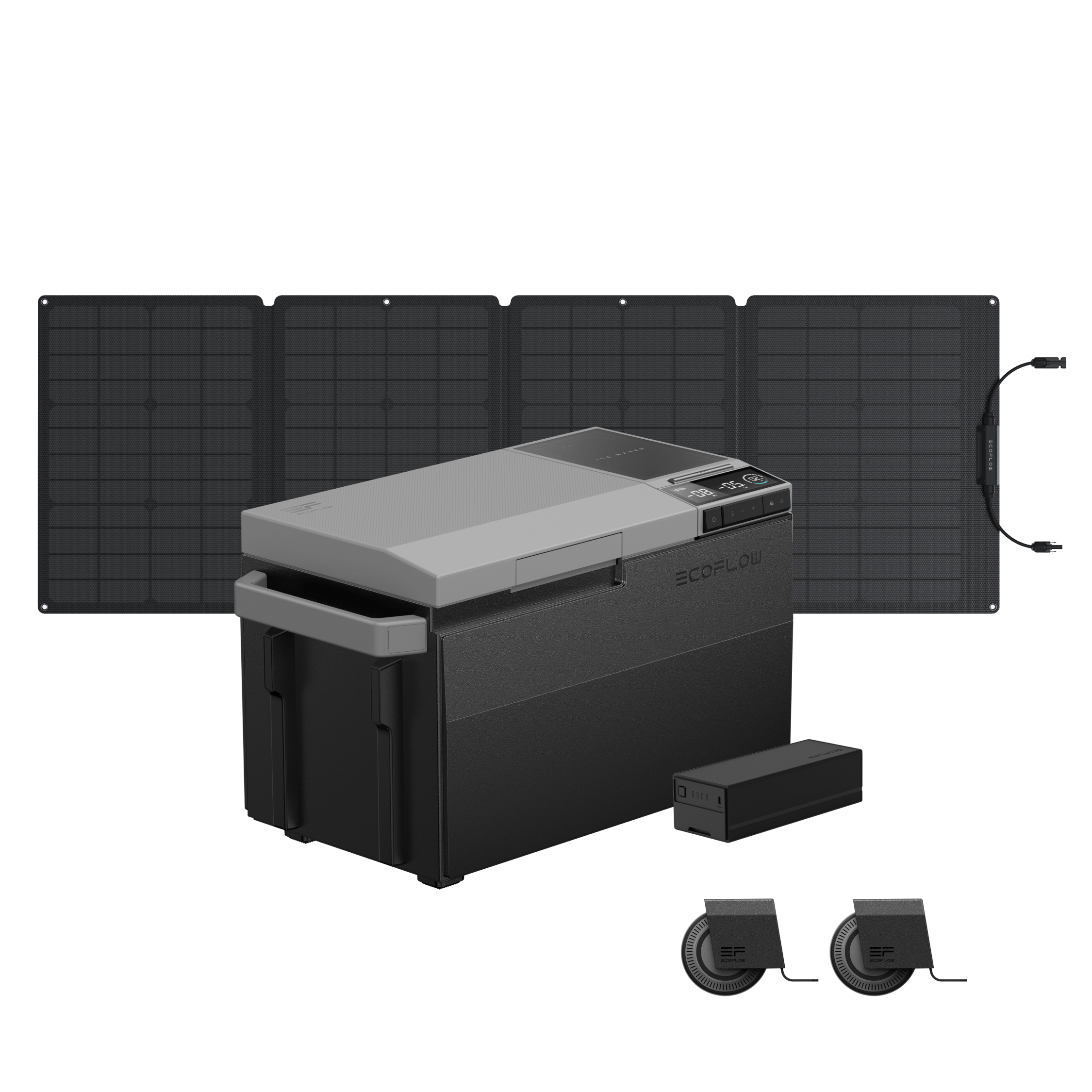 EcoFlow GLACIER Portable Refrigerator with Plug-in Battery, Detachable Wheels & 110W Solar Panel - Perfect for Camping, Road Trips, and Outdoor Adventures