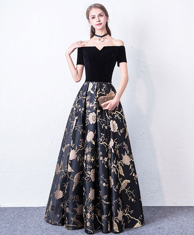 Elegant Black Off Shoulder Long Prom Dress for Women - Formal Evening Gown for Homecoming, Ball, and Special Occasions