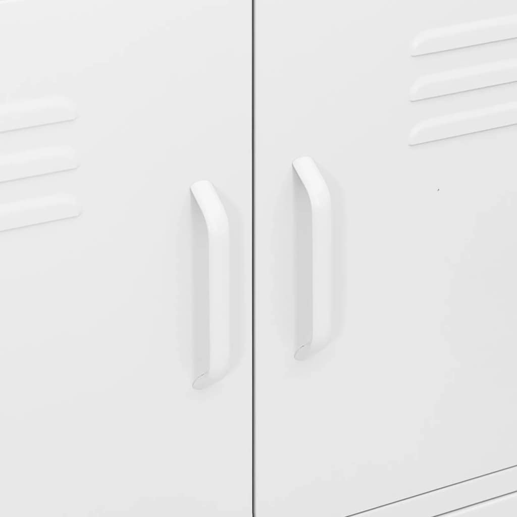 vidaXL White Steel Storage Cabinet - Freestanding File Cabinet with Shelves for Home & Office Organization | Industrial Style Filing Storage Solution for Documents, Supplies & Office Essentials