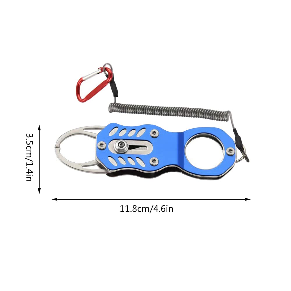 **Fish Lip Gripper - Aluminum Fishing Pliers with Lanyard for Saltwater & Freshwater - Perfect for Catch & Release, Boat Fishing, and Shore Angling**