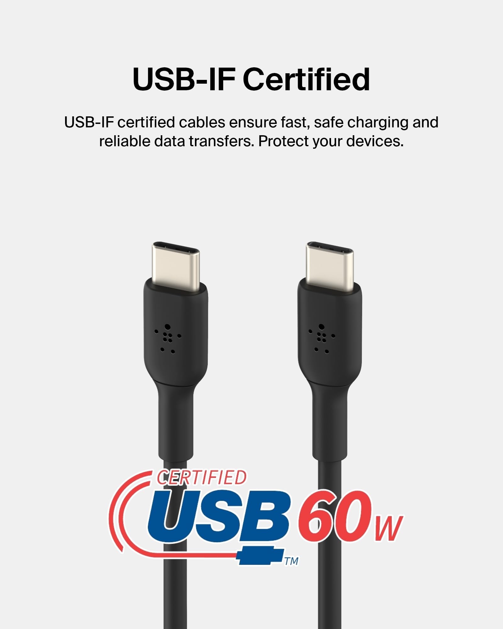 Belkin USB-C to USB-C Fast Charging Cable 3.3ft (1M) - Compatible with iPhone 16 Series, Galaxy S23/S22, iPad Pro & More - High-Speed Data Sync & Fast Charging - Perfect for Home, Office & Travel Use