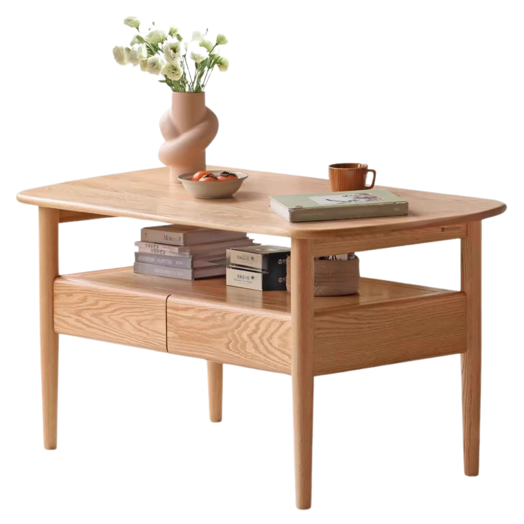 Solid Oak Wood High Leg Coffee Table - Modern Living Room Furniture for Home Decor & Relaxation