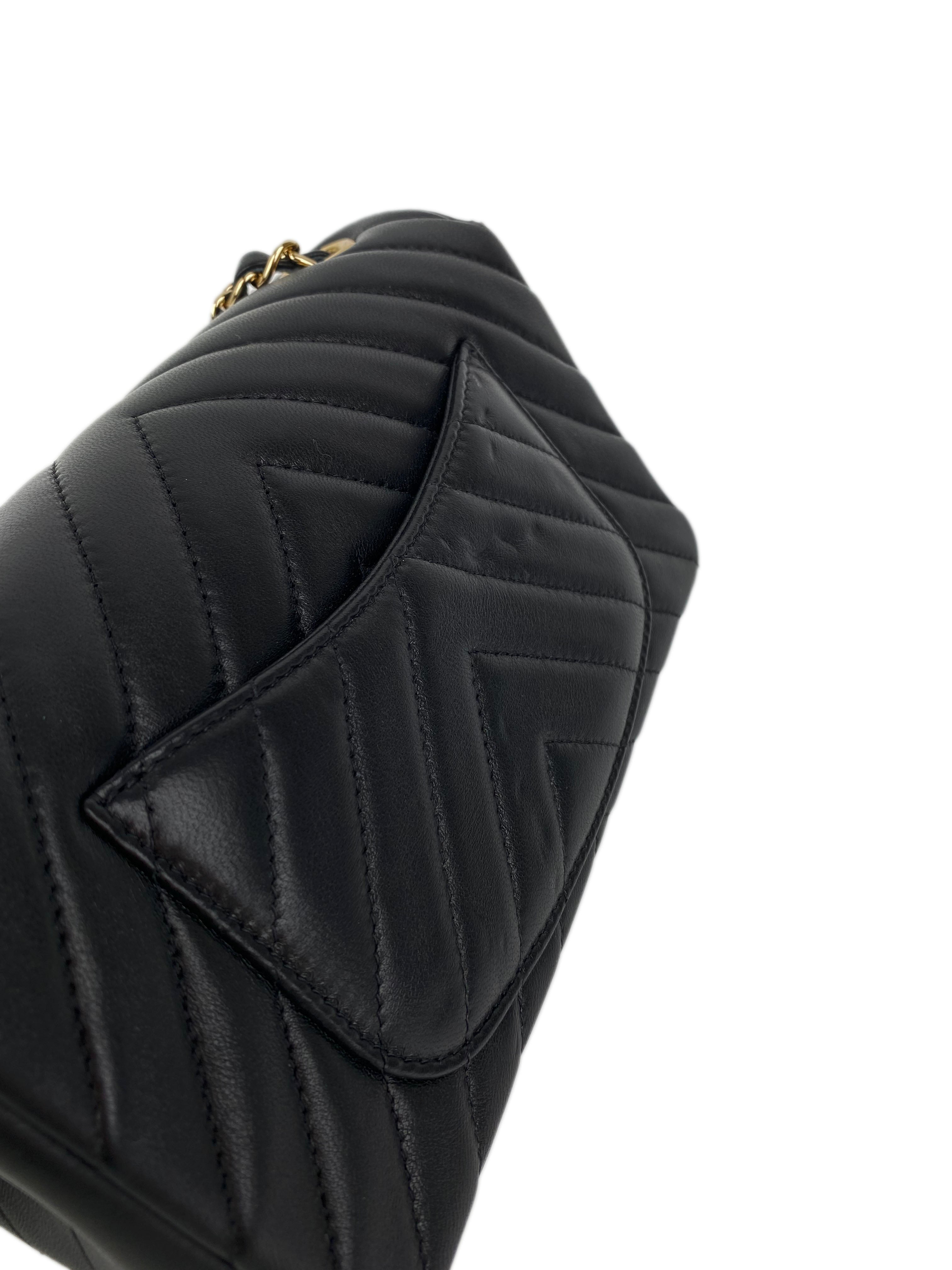 Chanel Mini Black Chevron Classic Flap Bag - Luxury Crossbody Purse for Women | Perfect for Evening Events, Date Nights & Special Occasions