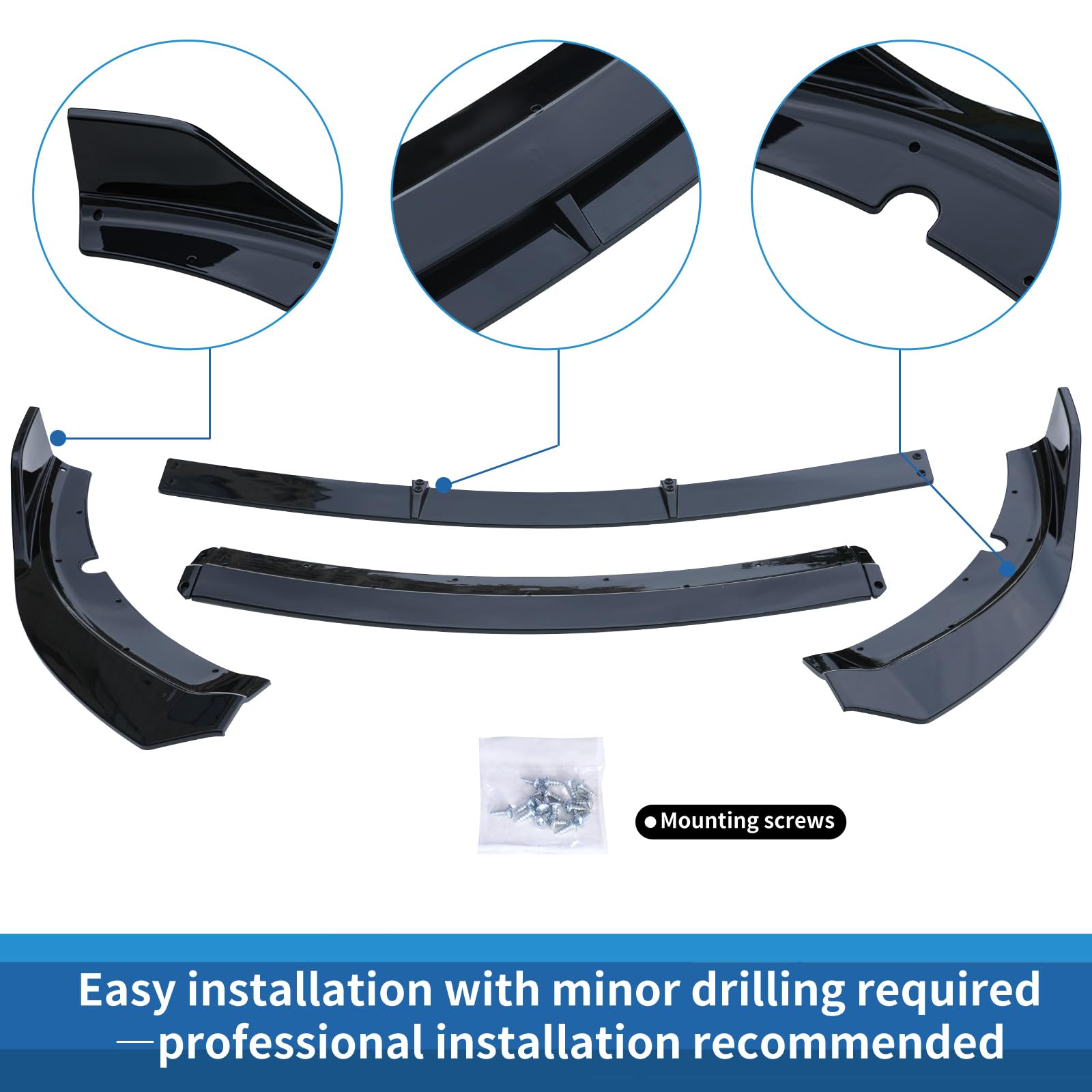 **WildWell Front Bumper Lip for 2015-2024 Dodge Charger SRT | Rock Style Front Lip Splitter | Air Chin Body Kit | Non-Widebody Glossy Black | Enhances Aerodynamics & Aggressive Look**    *(Perfect for Car Enthusiasts, Street Racing, and Custom Car Shows)*