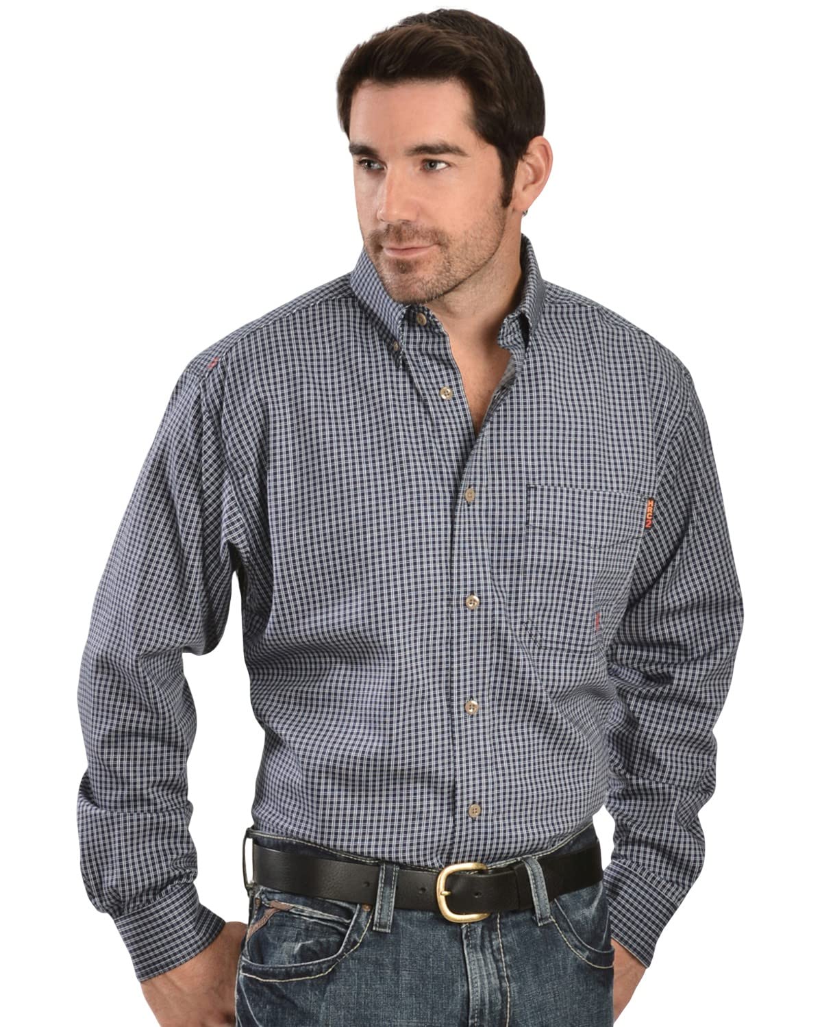 Ariat FR Basic Work Men's Classic Long Sleeve Button-Down Shirt - Flame Resistant Workwear for Construction & Industrial Safety | Perfect for Job Sites, Welding & Outdoor Labor
