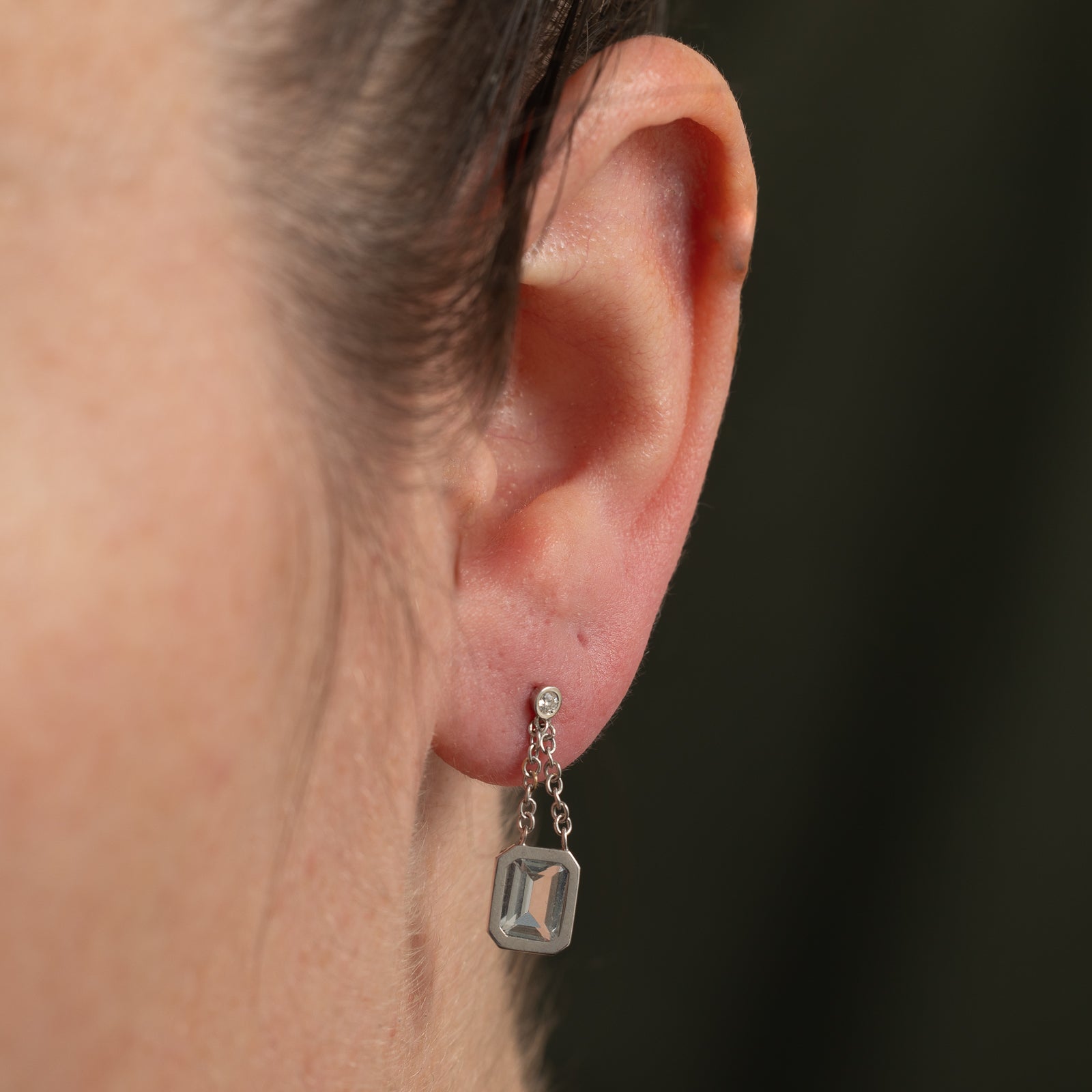 1.80ctw Aquamarine & 0.04ctw Diamond Dangling Earrings for Women - Elegant Birthstone Jewelry Gift for Wedding, Anniversary & Special Occasions