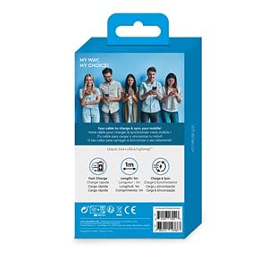 MYWAY Certified MFi Lightning to USB Cable 3.3ft (1M) - Fast Charging & Sync for iPhone, iPad - Durable White Braided Cord for Home, Office & Travel