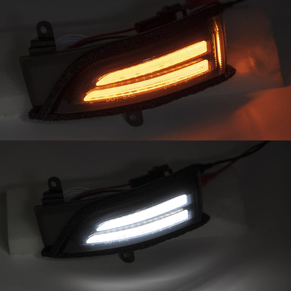 Subaru Impreza WRX LED Dynamic Blinker Side Mirror Light Kit - Clear Lens Amber Turn Signal & White DRL/Parking Lights - Compatible with Crosstrek, Forester, Legacy, Outback, WRX STI - Enhances Visibility & Safety for Night Driving and Urban Commuting