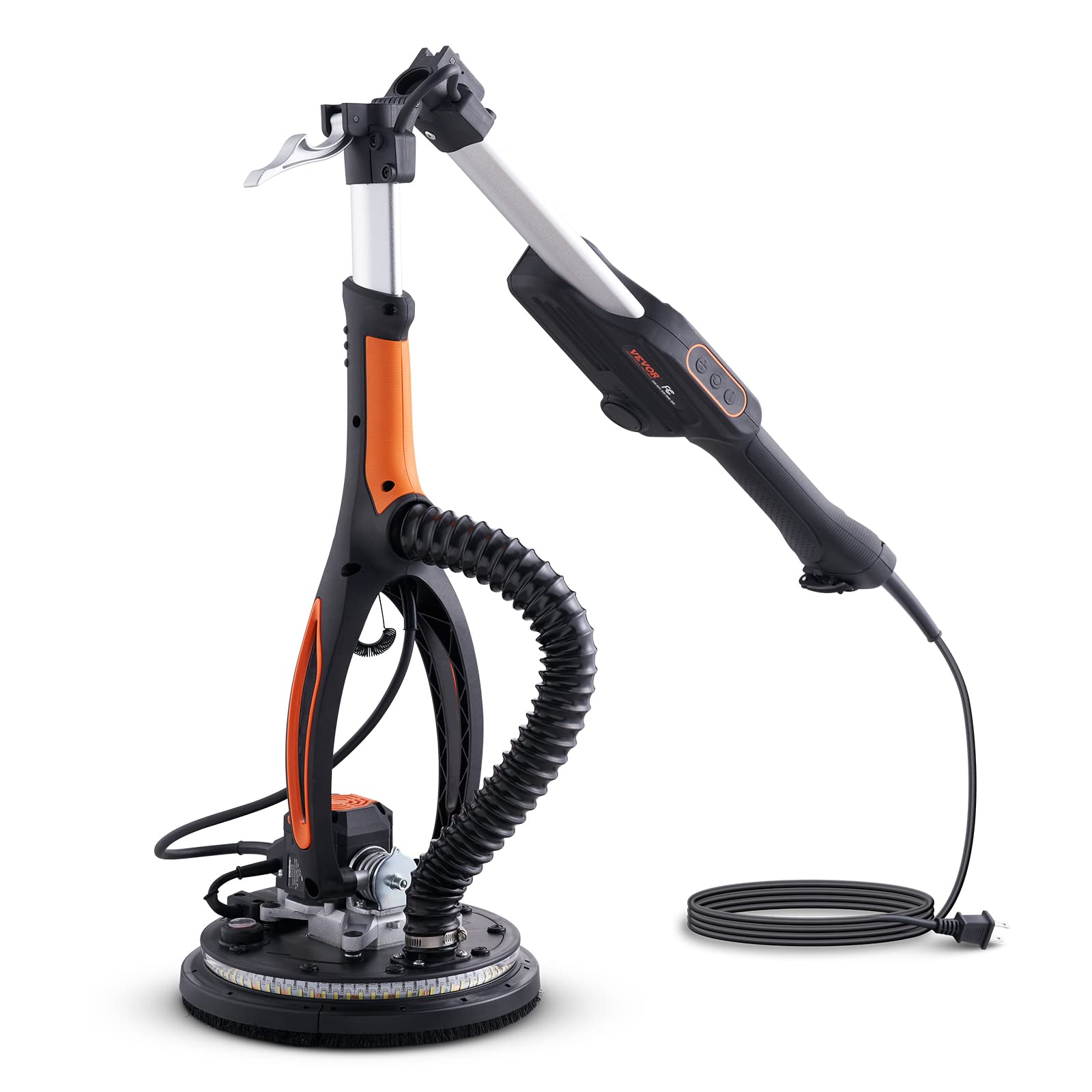 VEVOR 800W Brushless Electric Drywall Sander with Variable Speed 1000-2300 RPM - Foldable Ceiling Sander with LED Lights, Extendable Handle & 12 Sanding Discs - Perfect for Wall Repair, Home Renovation and Professional Construction Projects