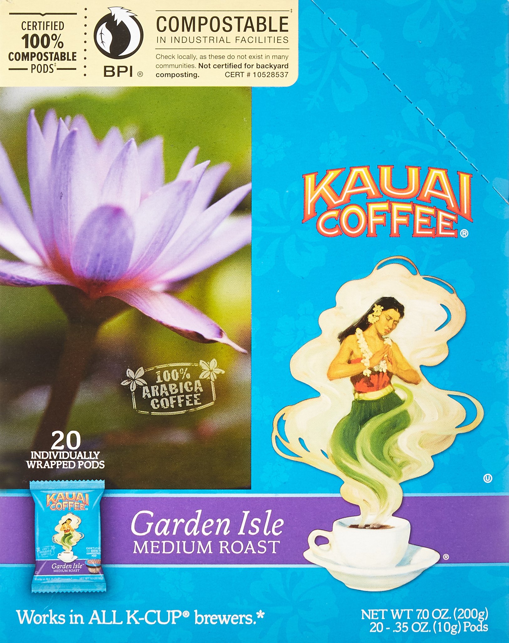 Kauai Coffee Single-Serve Pods - Garden Isle Medium Roast Arabica Coffee from Hawaii | Keurig-Compatible K-Cups (120 Count) | Perfect for Home, Office & Gifts