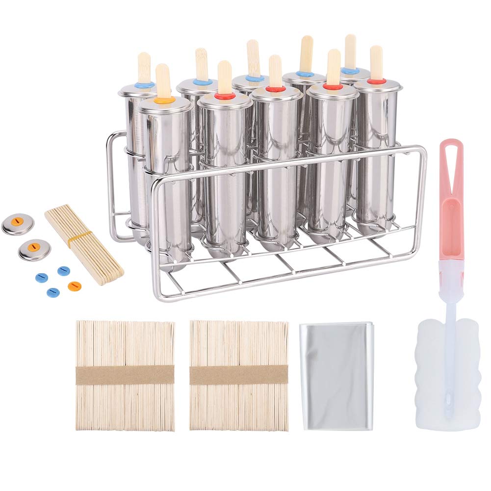 Premium Stainless Steel Ice Cream & Popsicle Molds Set - DIY Homemade Ice Cream Maker Tools for Kids & Adults - Perfect for Summer Parties, Dessert Making, and Family Fun Activities