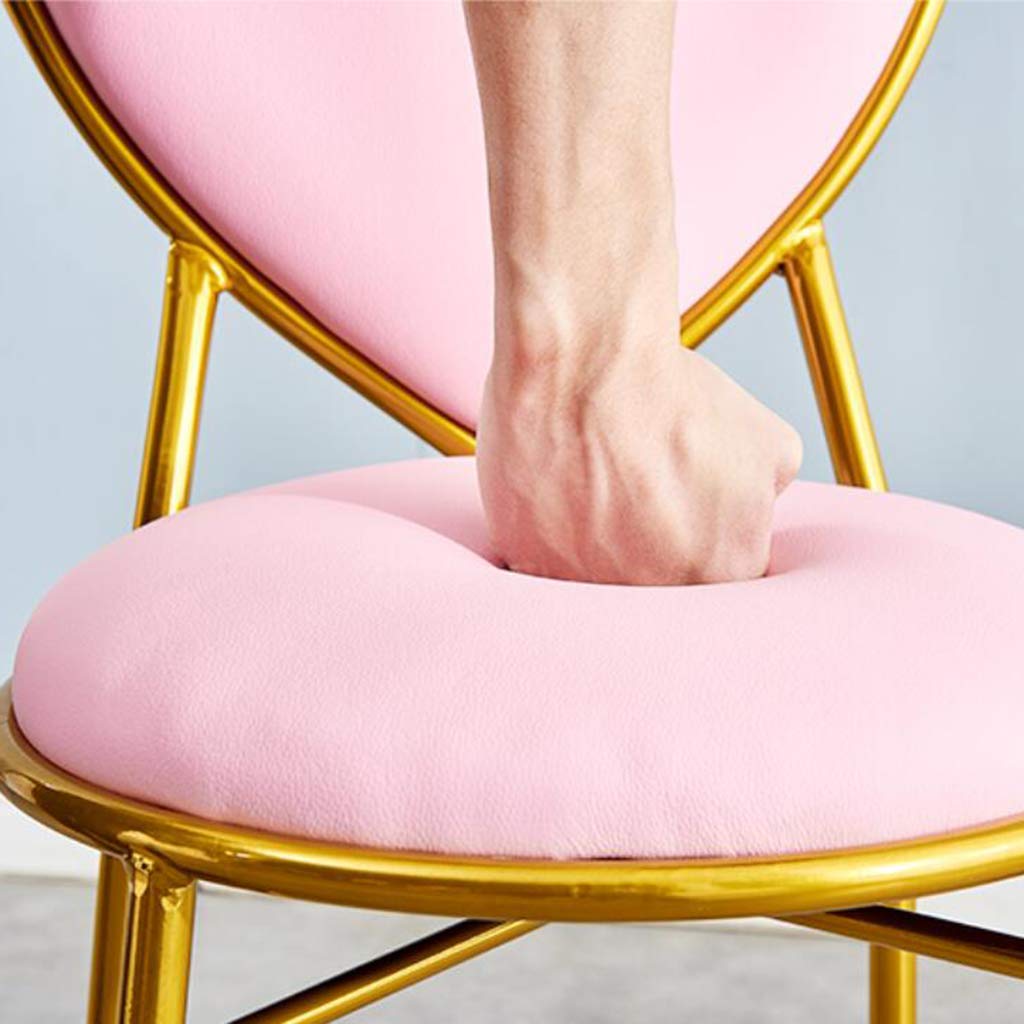 Heart-Shaped Makeup Stool - Blue PU Leather Dressing Chair with Golden Metal Legs for Girls Bedroom, Vanity Table & Dining Room Decor