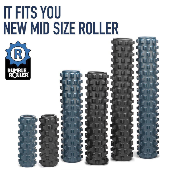 RumbleRoller Original Midsize Foam Roller - Blue, Medium Density for Muscle Recovery & Deep Tissue Massage - Perfect for Athletes, Gym & Home Workouts