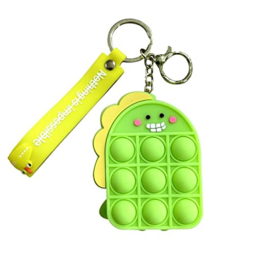 Dinosaur Monster Push Bubble Pop Fidget Keychain - Sensory Stress Relief Toy for Kids & Adults - Perfect for Anxiety Relief, Classroom, Office, and Travel