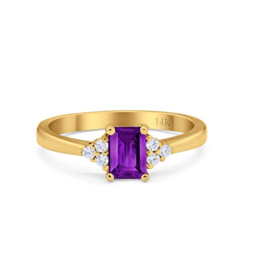 14K Yellow Gold Simulated Amethyst CZ