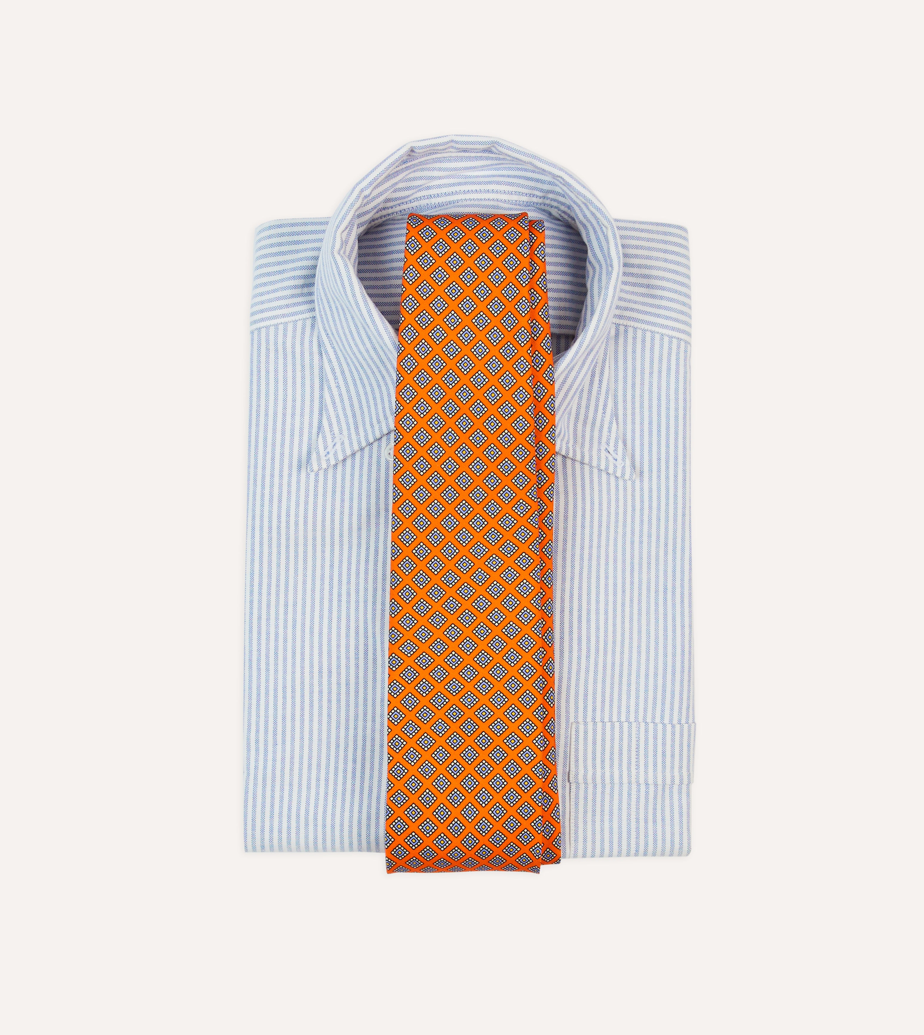 Premium Orange Square Medallion Self-Tipped Silk Tie for Men - Elegant Business & Formal Wear Accessory for Weddings, Office & Special Occasions