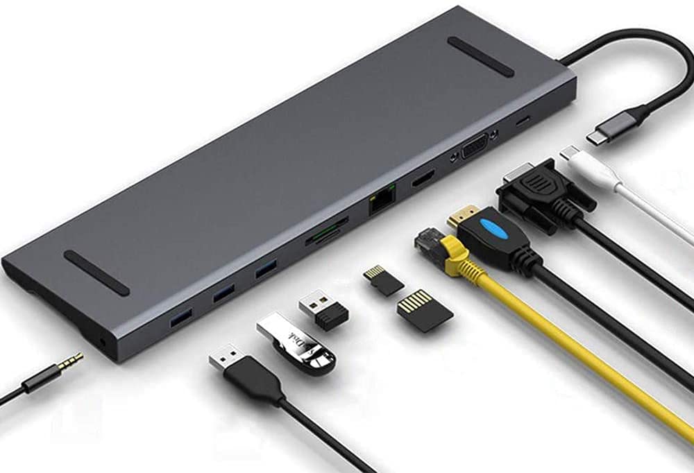 10-in-1 USB C Hub with Ethernet Port, 60W PD Charging, 4K HDMI/VGA, 3 USB 3.0 Ports, SD/TF Card Reader - Compatible with MacBook Air/Pro, Laptops - Perfect for Office Work, Video Conferencing & Home Entertainment