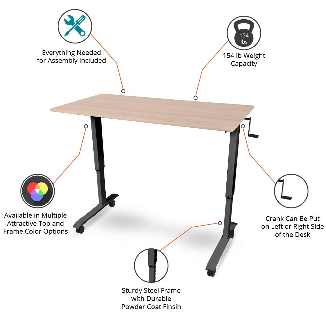 Adjustable Height Standing Desk with Crank - 60