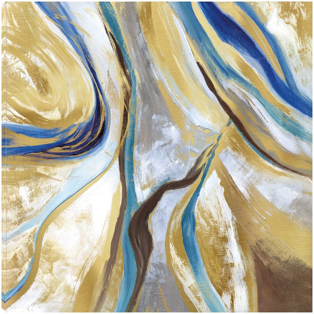 Premium Agate & Gold II Fine Art Canvas Wall Decor by Artist Nan - Modern Abstract Painting for Living Room, Bedroom, Office - Ready to Hang 48x48 Inches - Perfect for Home, Office & Commercial Spaces