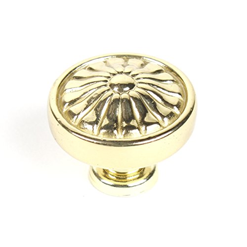 Century Cabinet Round Knob - Pack of 25 Polished Brass Drawer Pulls - 1-1/4 Inch Diameter Furniture Hardware (Hartford 15326-3) - Perfect for Kitchen Cabinets, Dressers & DIY Furniture Upgrades