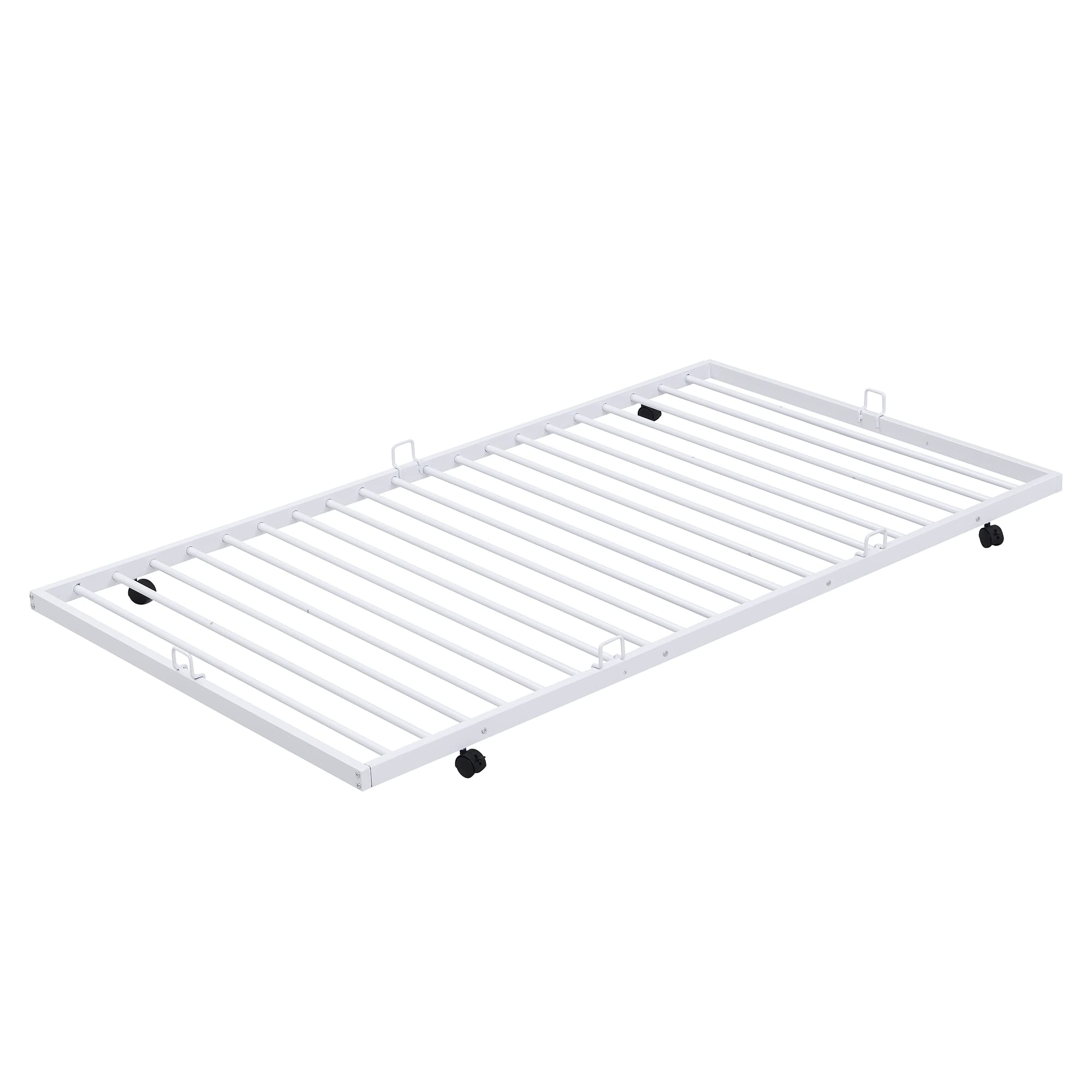 Twin Over Full Bunk Beds with Trundle - Sturdy Metal Bunk Bed Frame with Safety Rails & Ladder for Kids, Teens & Adults - Space-Saving Bedroom Solution for Small Rooms, Guest Rooms & Dormitories