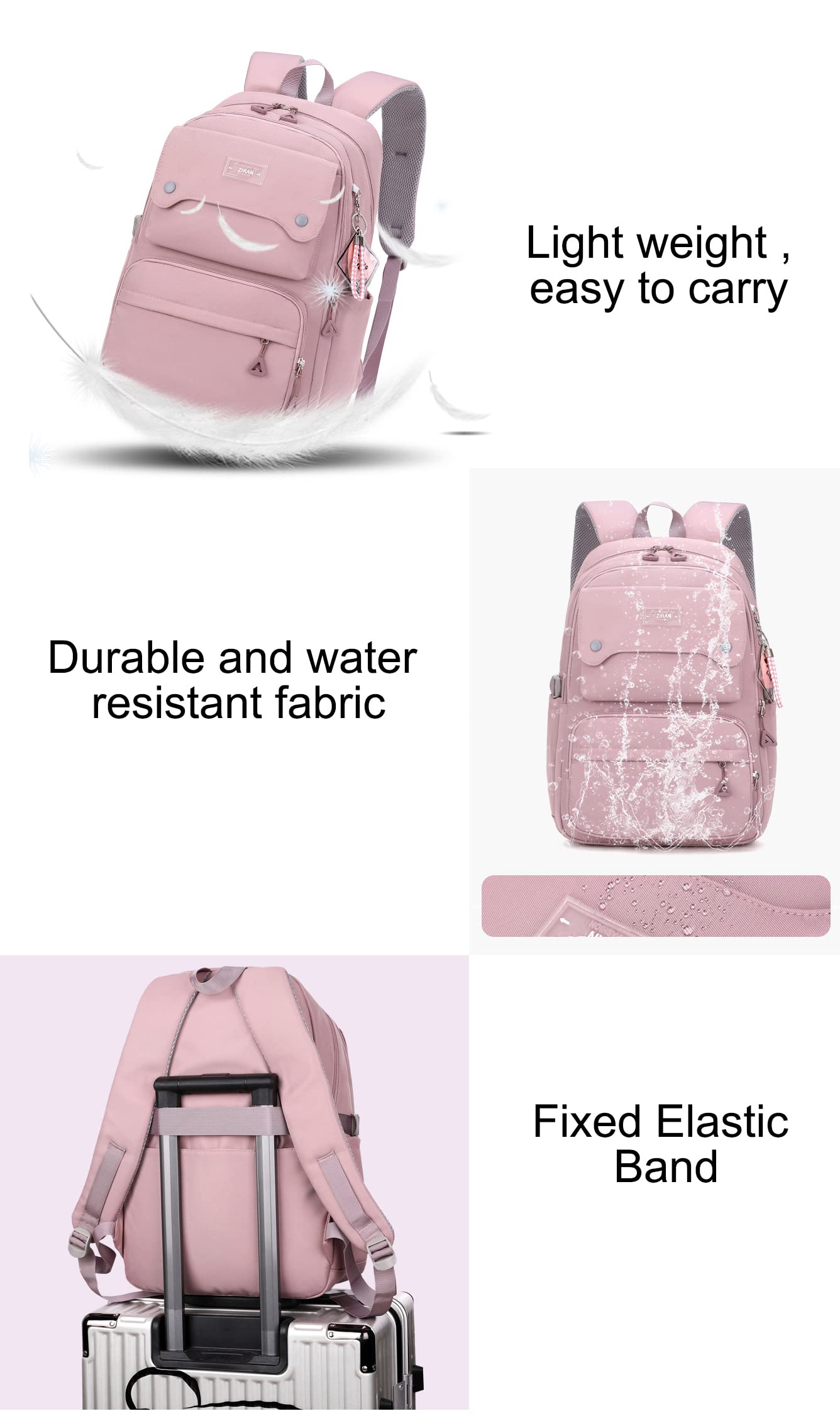 Stylish Casual Backpack for Teen Girls & Women - 26L Lightweight Daypack for High School, College, Travel & Laptop Use (Black) - Perfect for School, Work & Daily Commute