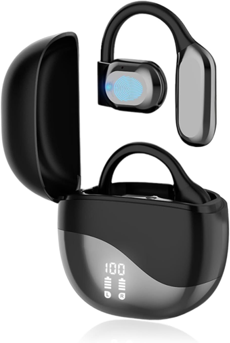 **2025 Wireless Bluetooth AI Translation Earbuds - Real-Time Language Translator for 144 Languages, Music Playback, Over-Ear Design - Perfect for Travel, Business & Learning (Black)**    *(Use Cases: Ideal for international travel, business meetings, language learning, and hands-free music listening.)*