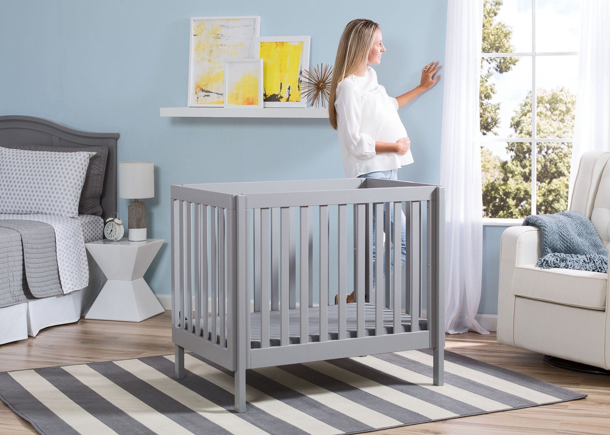 Bennington Elite Mini Crib with Mattress - Portable Baby Bed for Small Spaces | Nursery, Travel & Guest Room Use