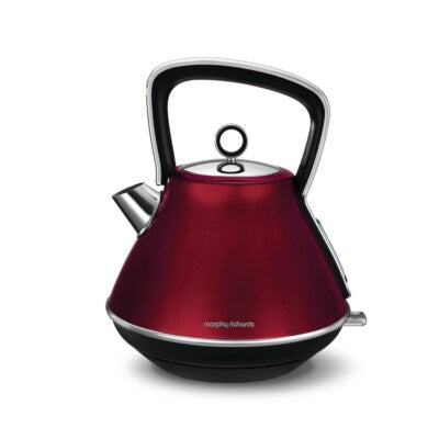 Morphy Richards Evoke Retro Electric Kettle 1.5L 2200W - Fast Boiling Stainless Steel Water Kettle for Tea, Coffee & Kitchen Use - Vintage Style Red Kettle (UK Plug)