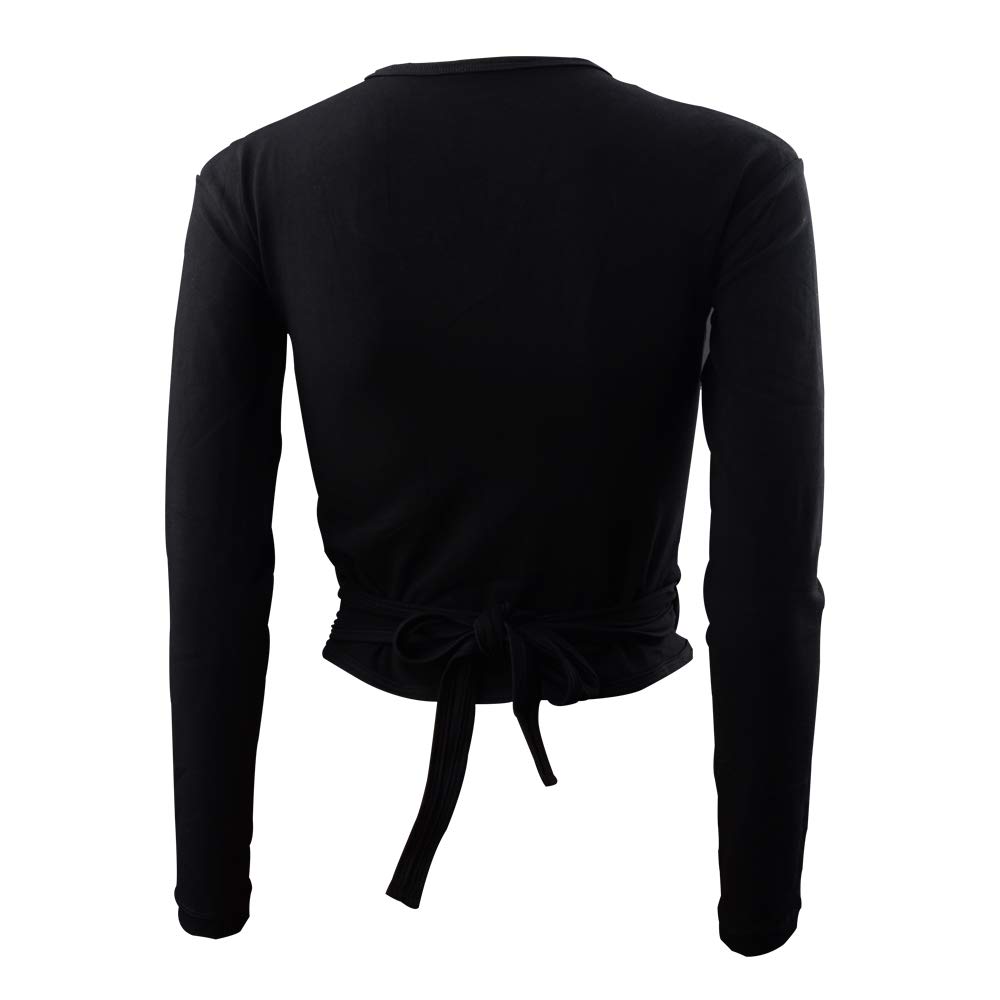 Girls Ballet Wrap Top - Cotton Long Sleeve Self-Tie Dance Cardigan for Ballet Class, Practice & Performance