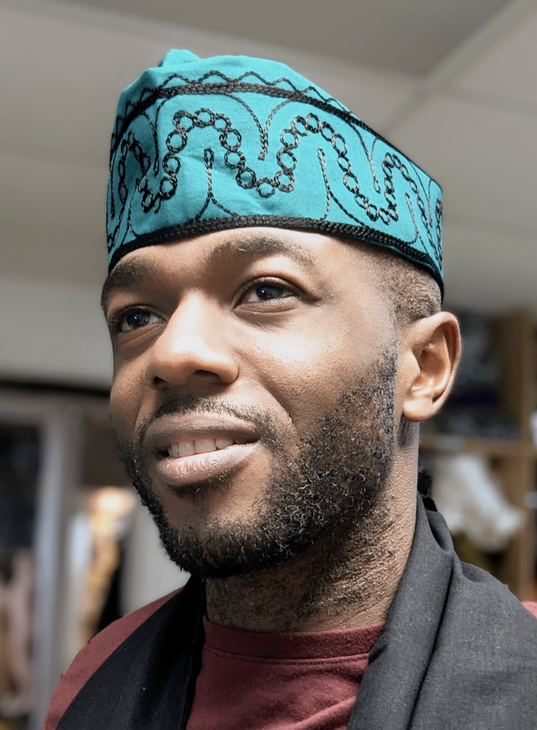 Dupsie's Zula Emerald Green Adebo Kufi Hat for Men - Traditional African Fila Cap with Unique Black Embroidery DPGB100H - Perfect for Cultural Celebrations, Weddings & Special Occasions