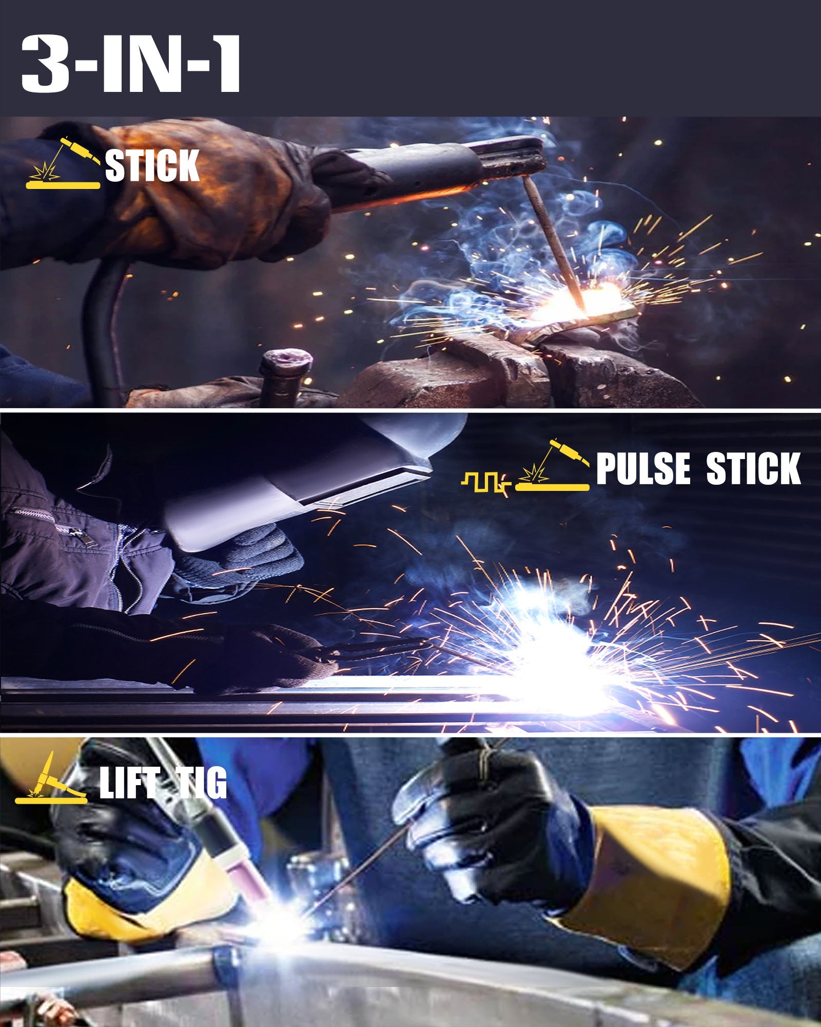SSimder MMA 140 3-in-1 Pulse Stick Welder Machine - Portable Arc Welder for Home DIY, Auto Repair & Metal Fabrication - Ideal for Welding Projects, Farm Equipment & Construction Work